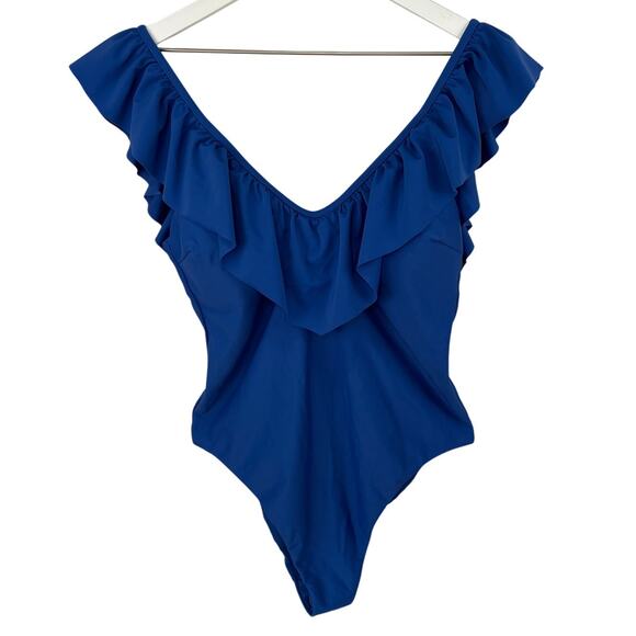 Altar'd State Blue Ruffle 1 Piece Swim Suit NWT - Women's Size L - Picture 1 of 6